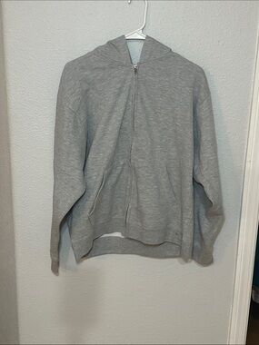 Women's Lightweight Gray Zip-Up Hoodie Sweater